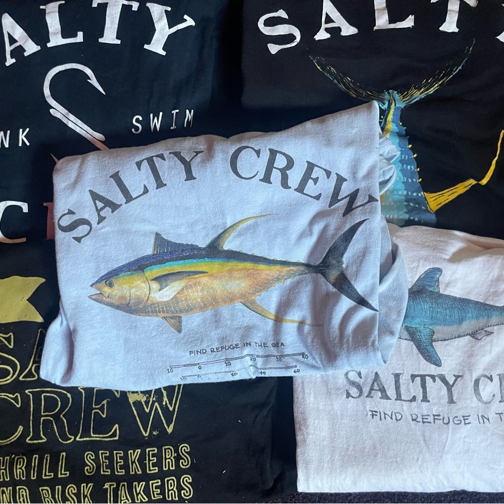 Salty Crew White Shark Graphic Tee Bundle